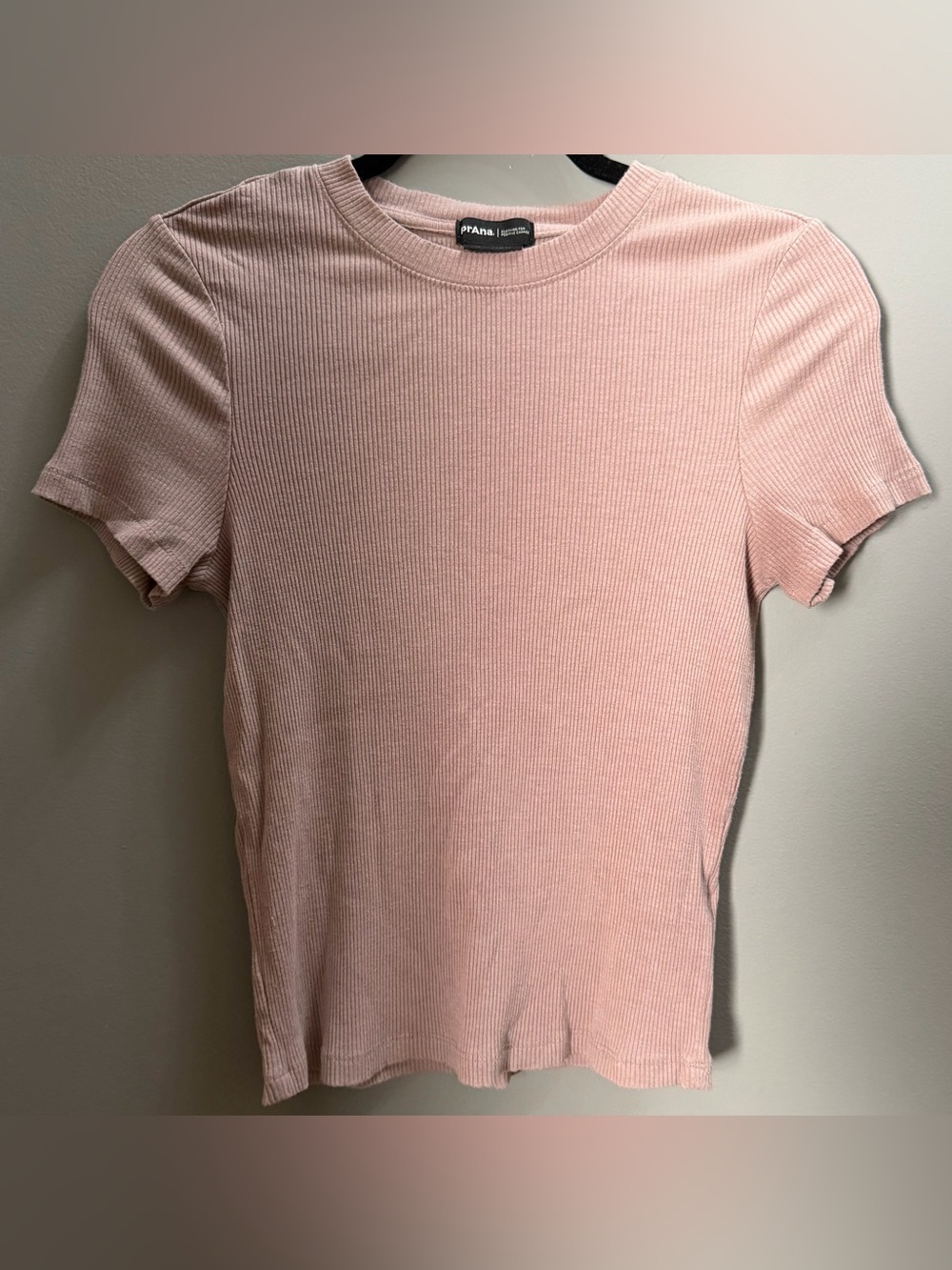 Prana Ribbed Short Sleeve Tee in purplish taupe colorway